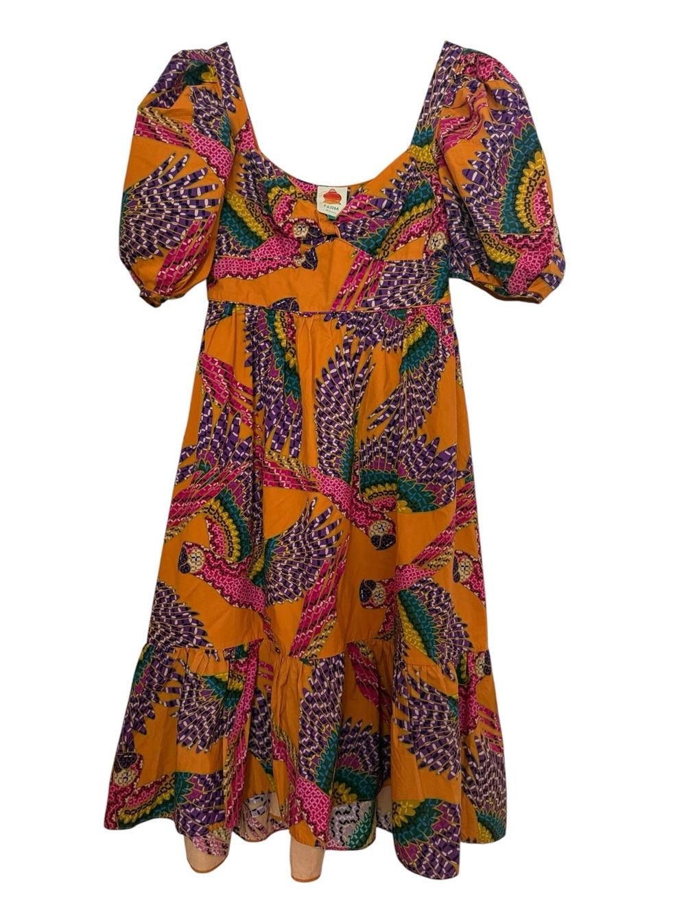 FARM Rio Orange Multicolor Abstract Print Top